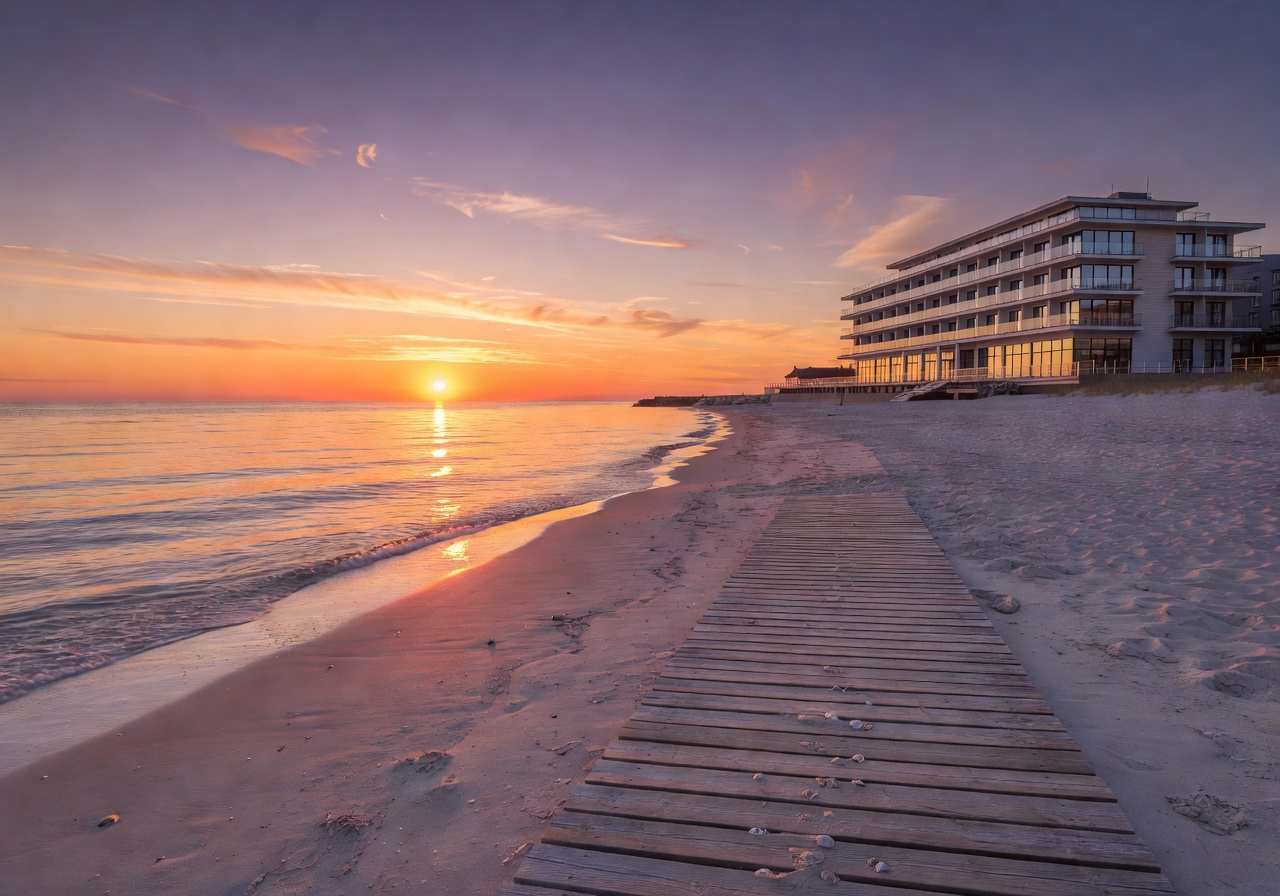 Baltic Beach Hotel Jurmala beach access sunset