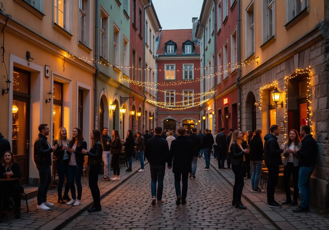 Rooftop nightlife experience Riga skyline