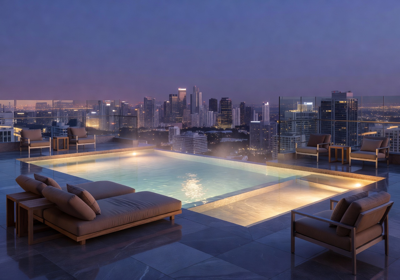 Heated infinity pool luxury rooftop