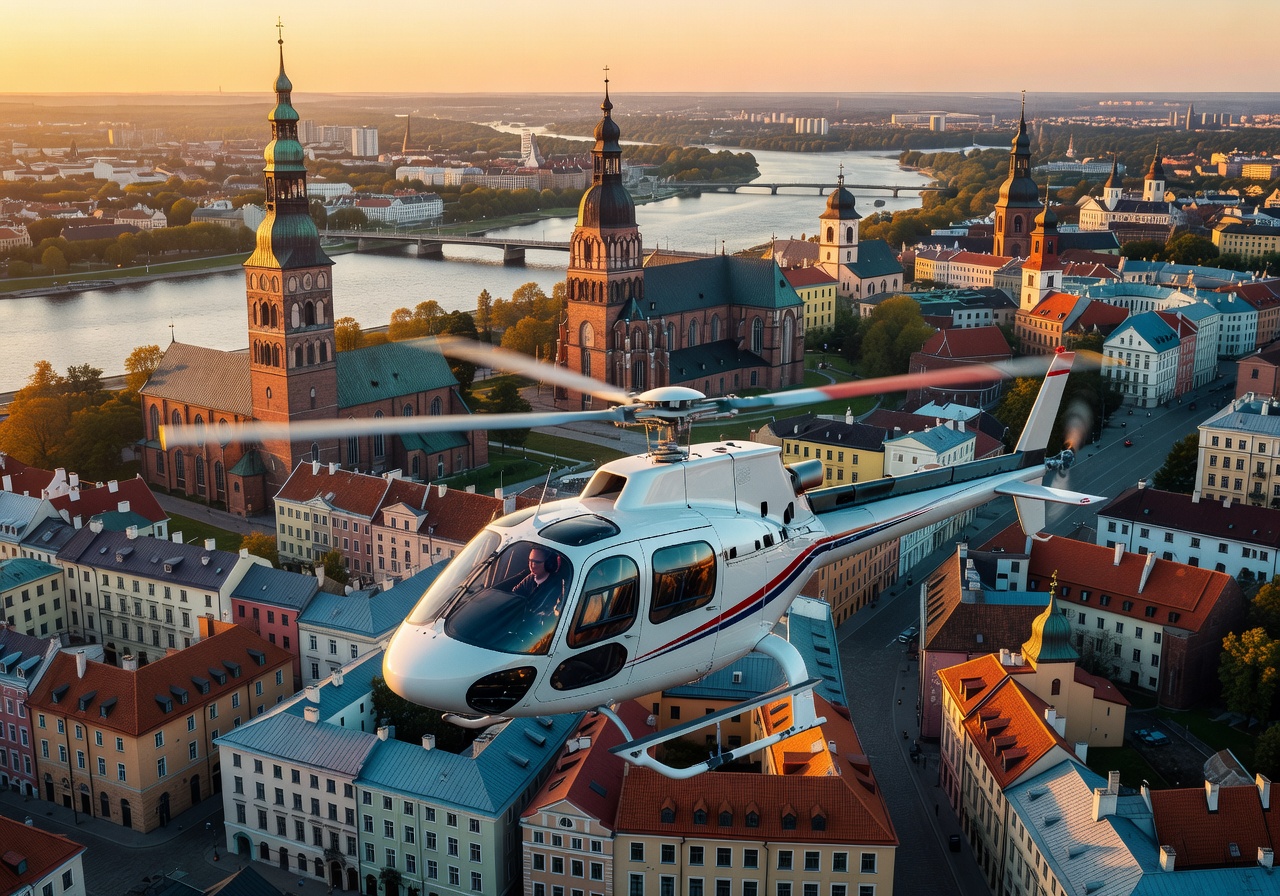 Helicopter sightseeing tour Riga skyline