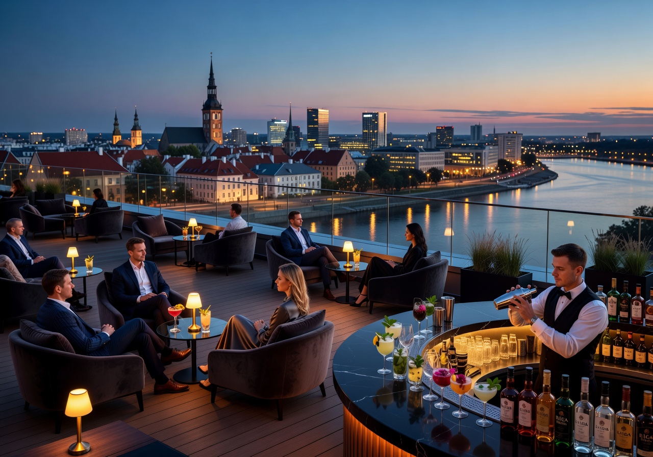 Kempinski Riga rooftop cocktail lounge skyline