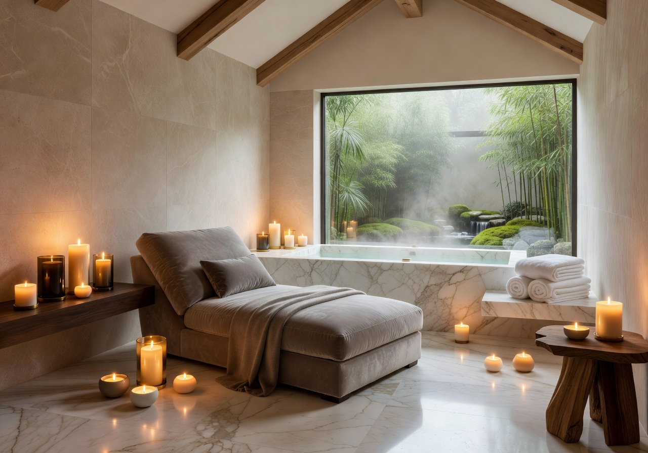 Luxury spa wellness retreat candle relaxation